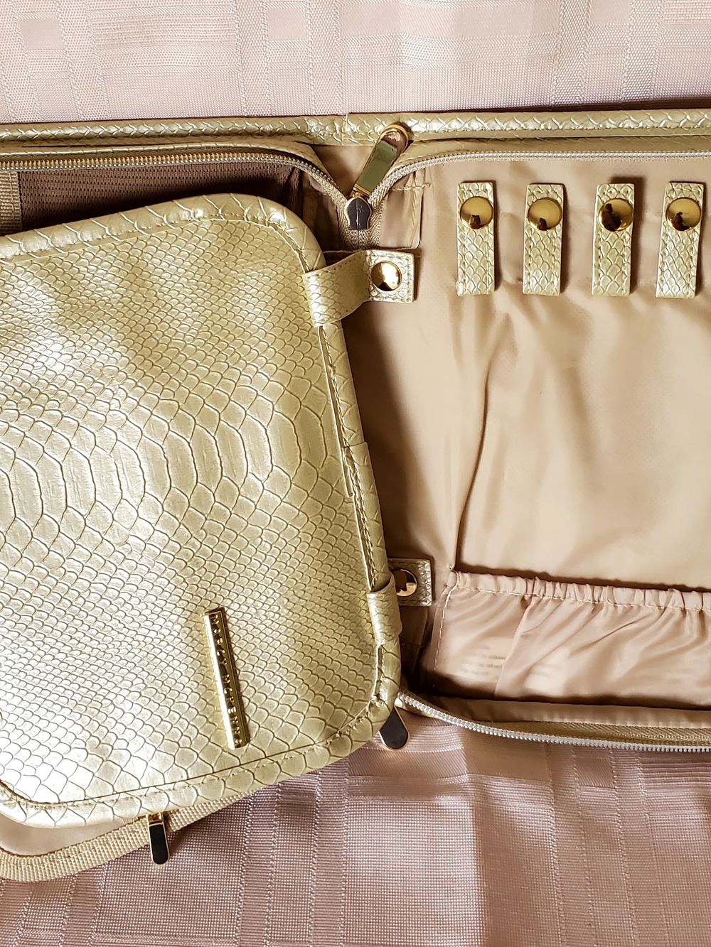 Gold Faux-Snake Travel Jewelry Case - Women Bags